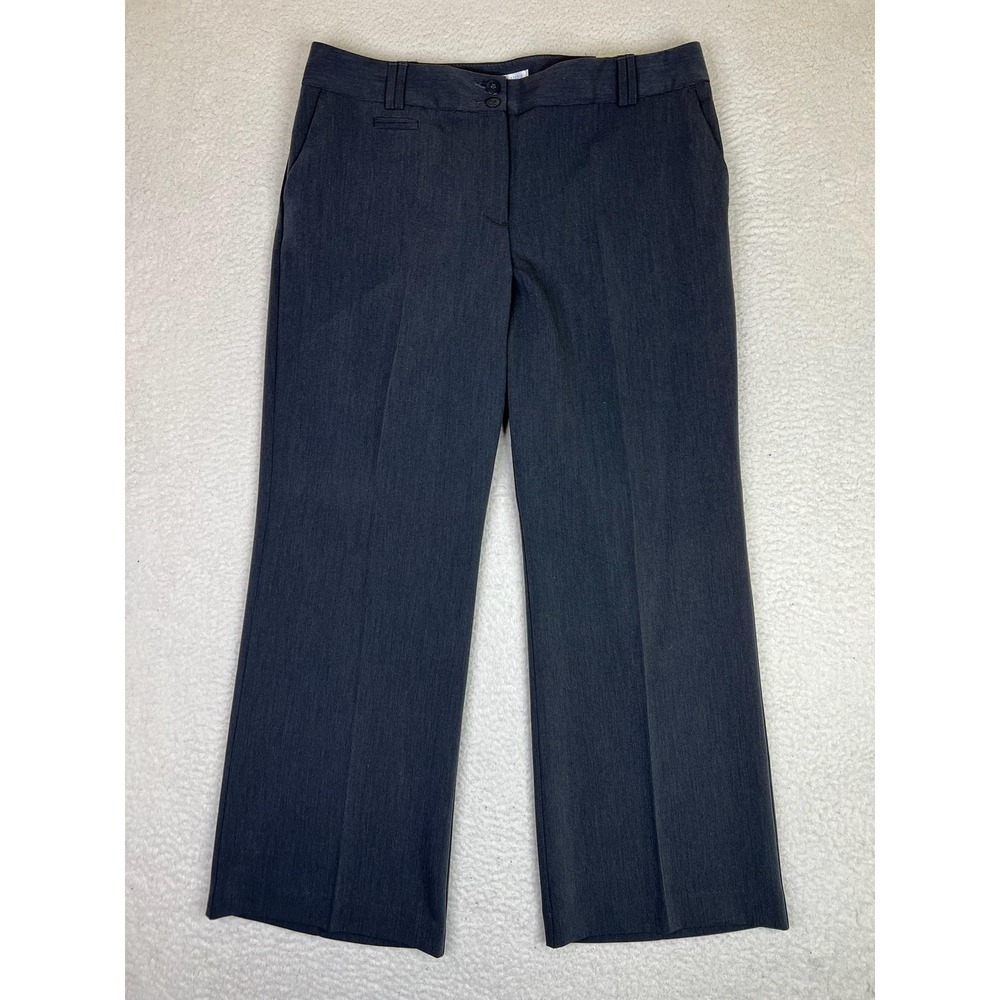 Van Heusen Studio Pants Womens 12 Short Gray Stretch Modern Fit Dress Work Twill